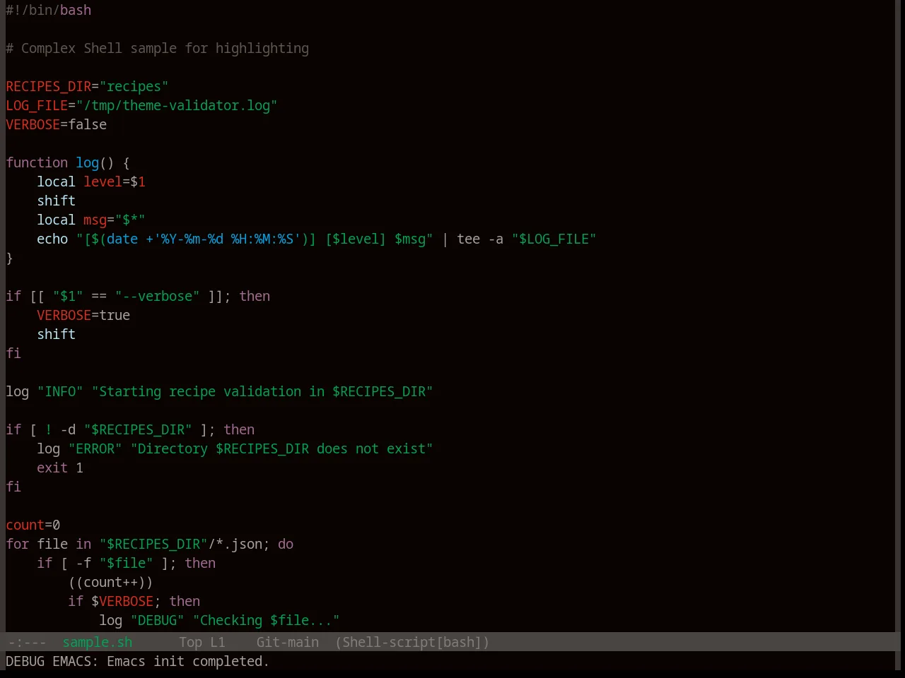 Base16 3024 Theme in sh-mode
