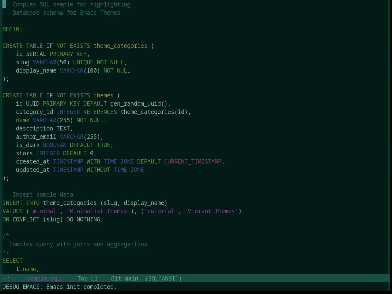 Base16 Apathy Theme in sql-mode