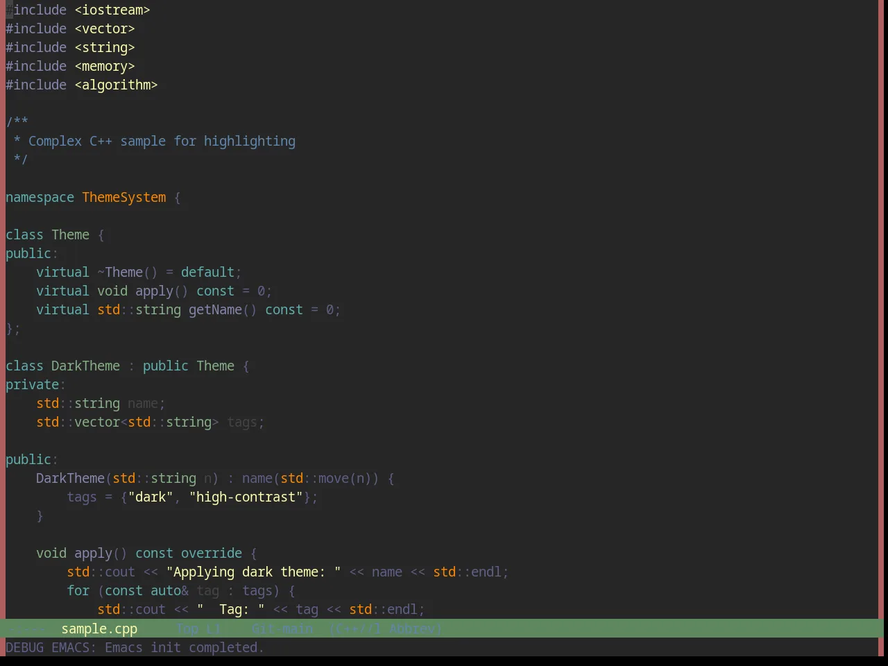 Base16 Apprentice Theme in c++-mode