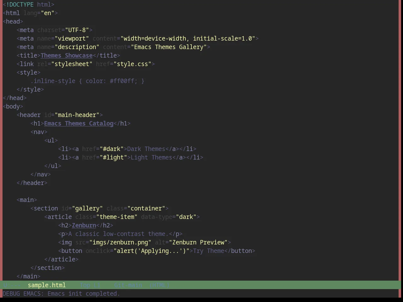 Base16 Apprentice Theme in html-mode