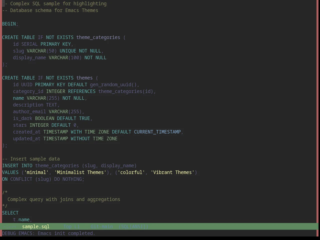 Base16 Apprentice Theme in sql-mode