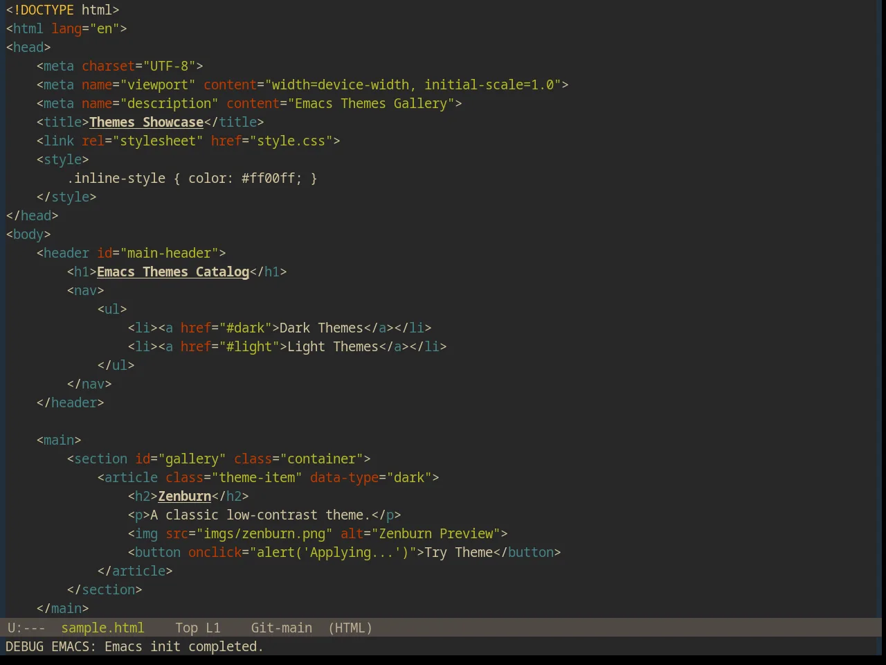 Base16 Ascendancy Theme in html-mode