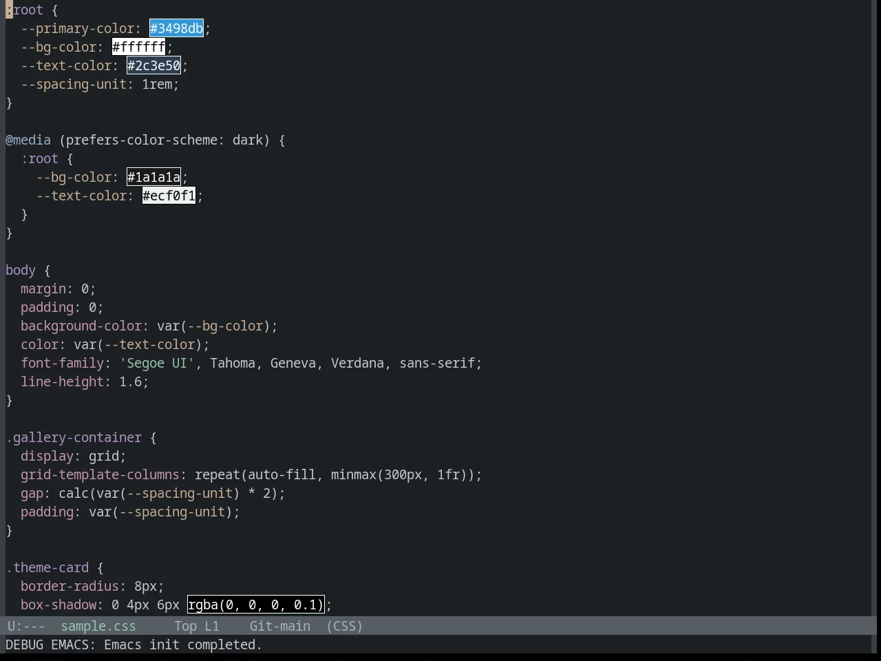 Base16 Ashes Theme in css-mode