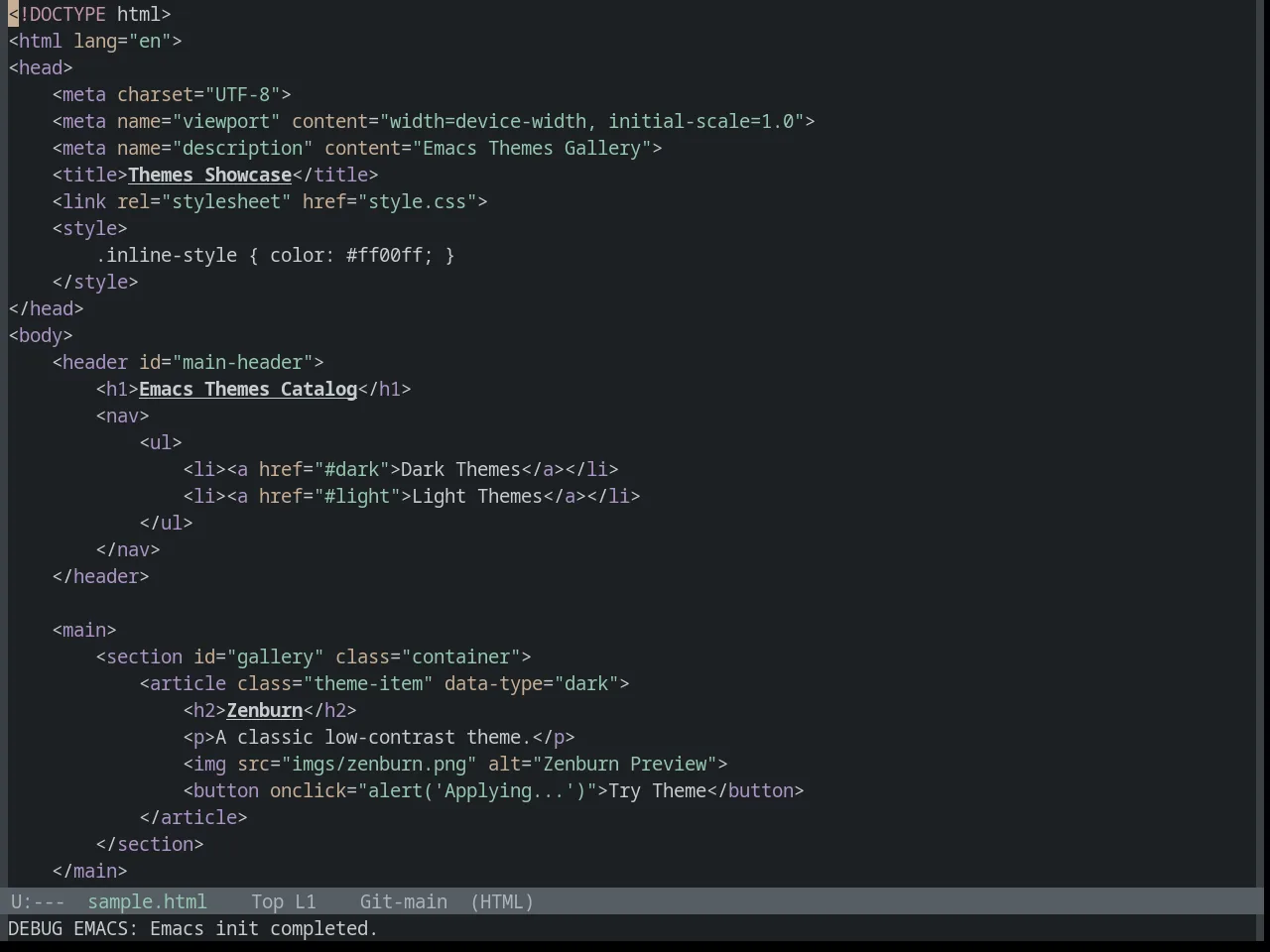 Base16 Ashes Theme in html-mode