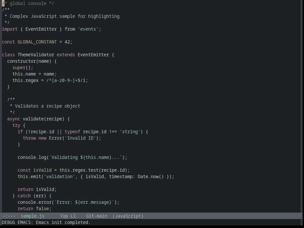 Base16 Ashes Theme in javascript-mode