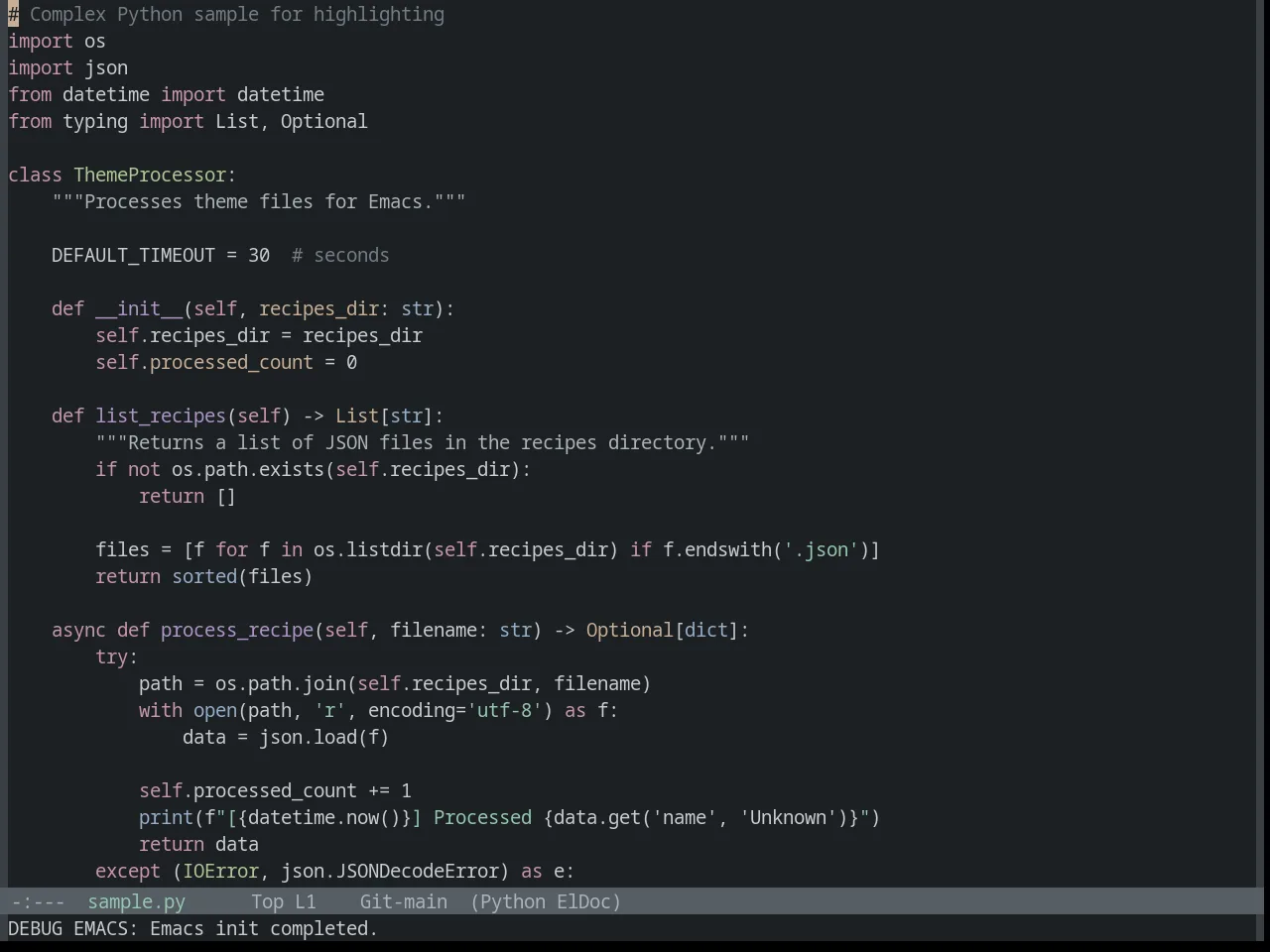 Base16 Ashes Theme in python-mode