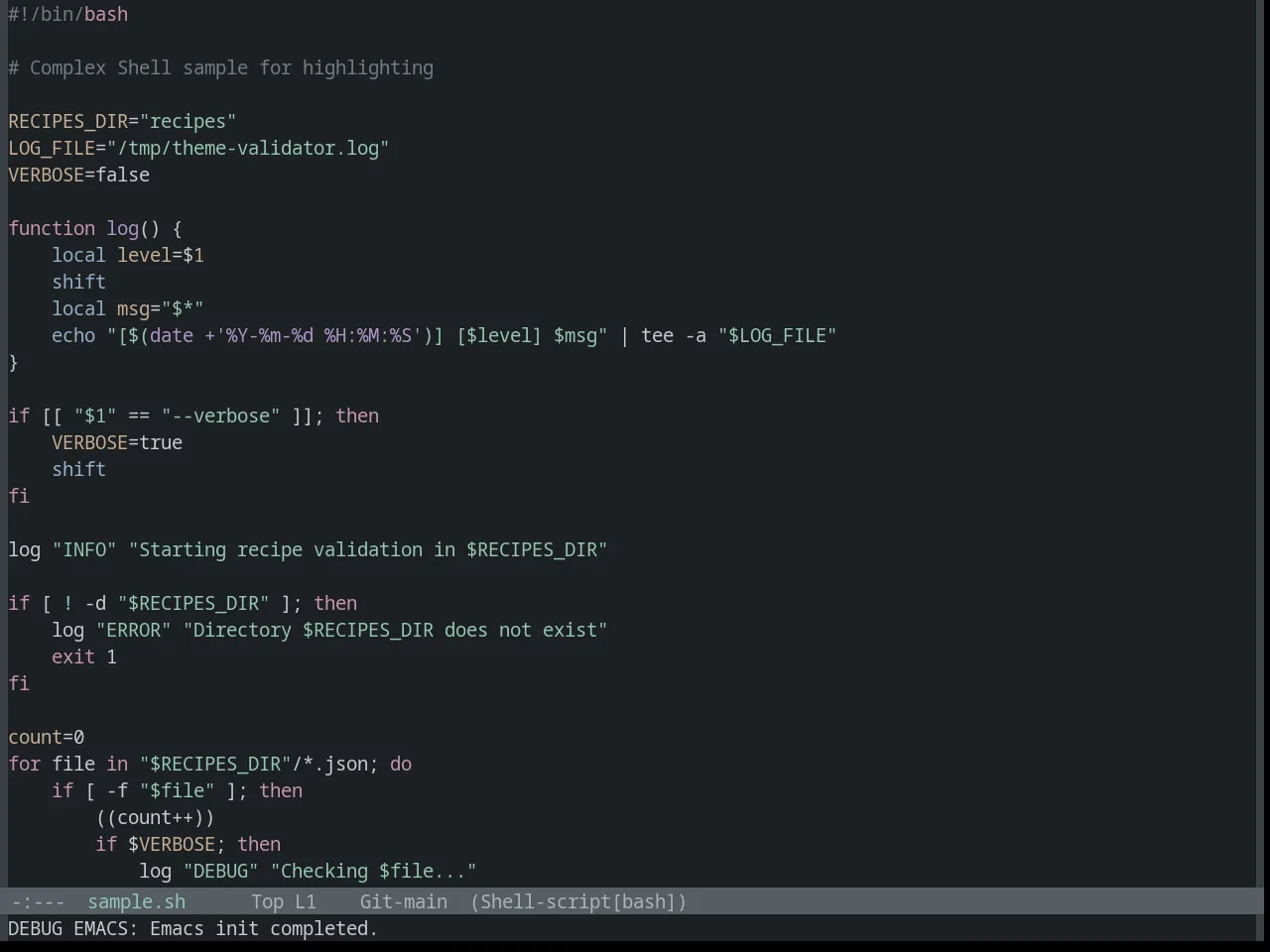 Base16 Ashes Theme in sh-mode