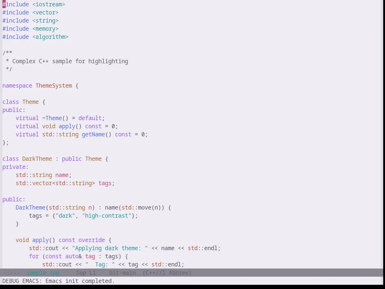 Base16 Atelier Cave Light Theme in c++-mode