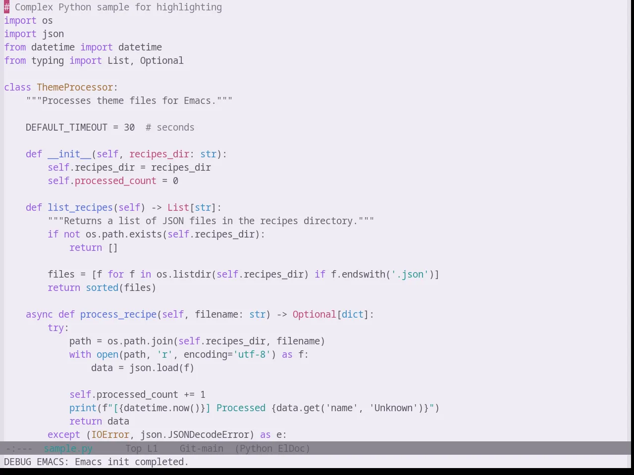 Base16 Atelier Cave Light Theme in python-mode