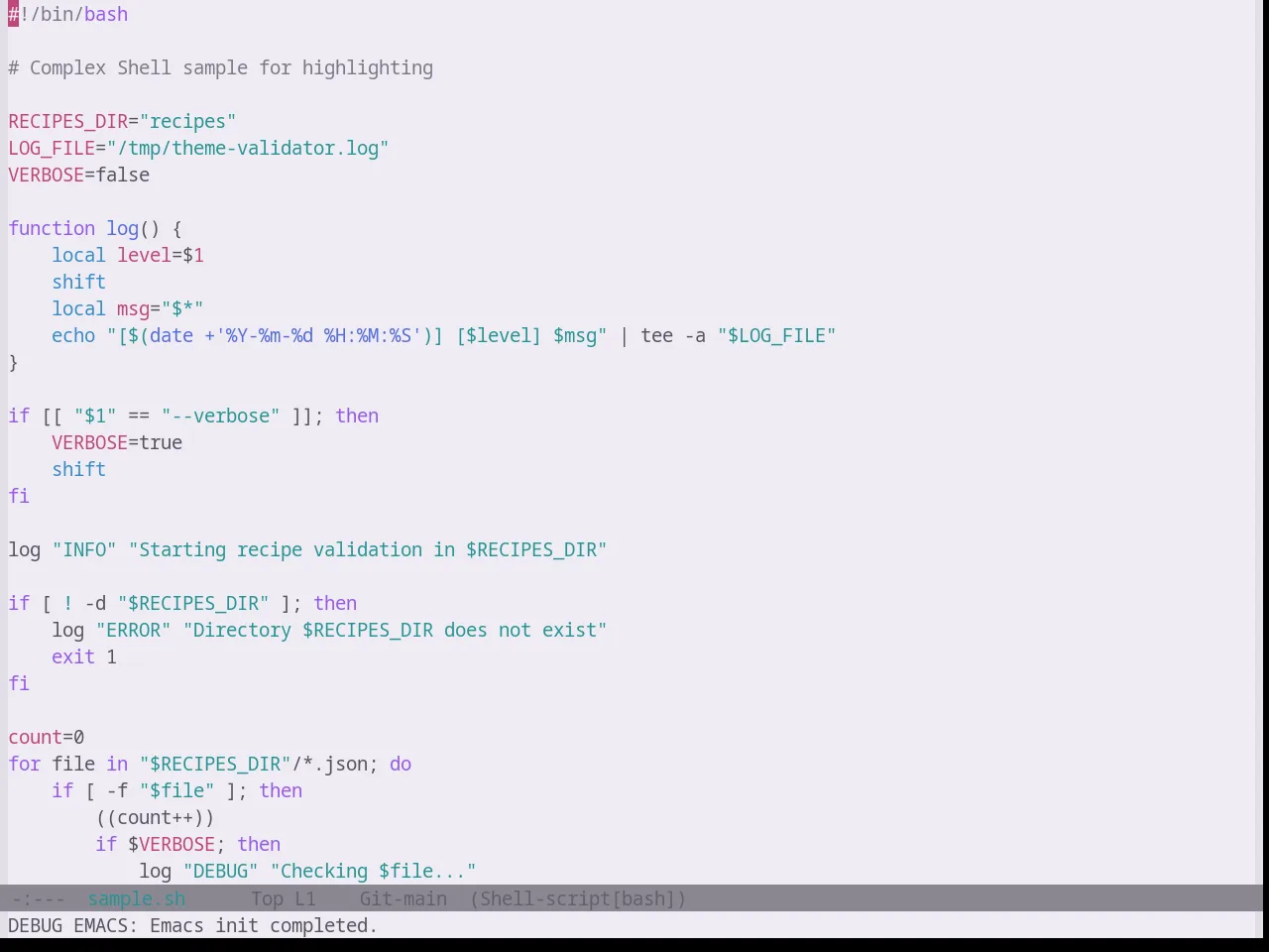 Base16 Atelier Cave Light Theme in sh-mode