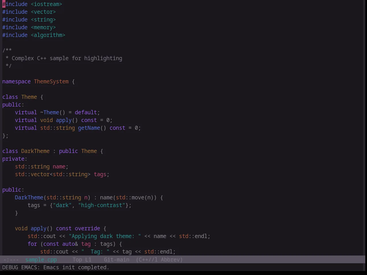 Base16 Atelier Cave Theme in c++-mode