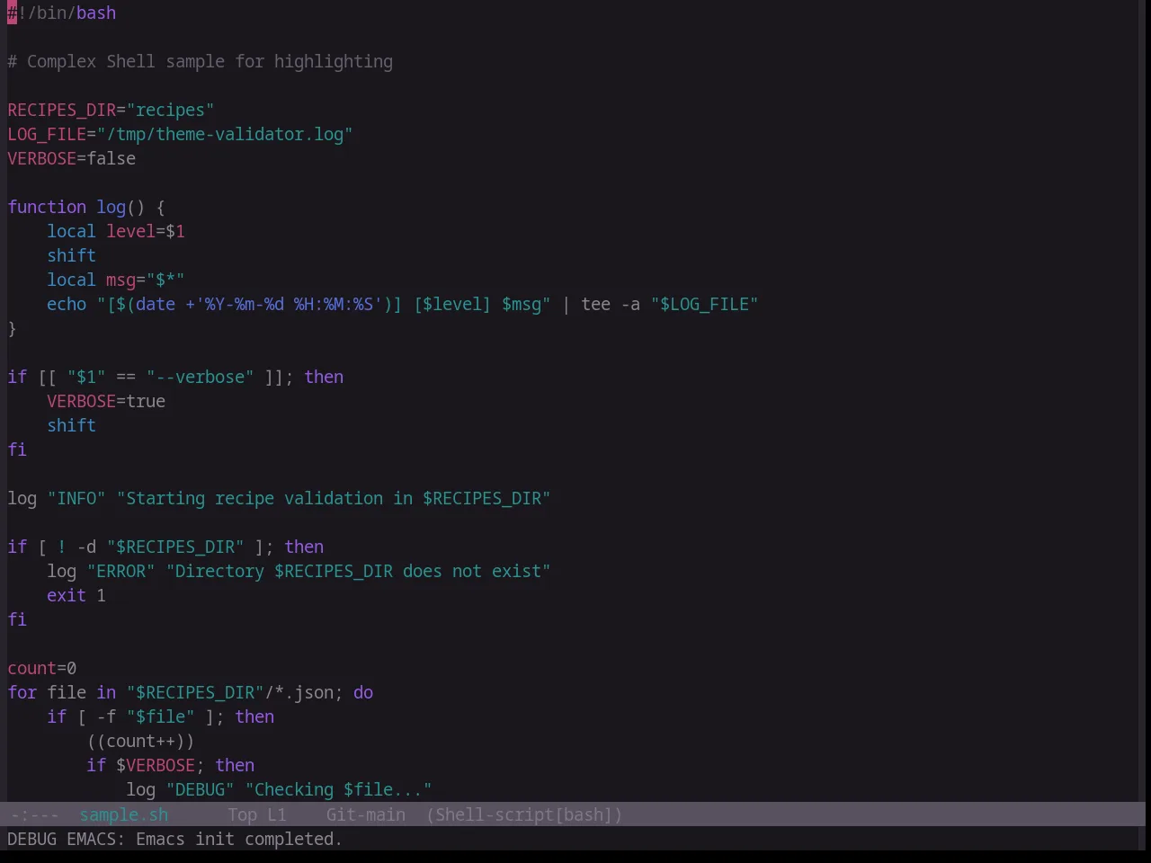 Base16 Atelier Cave Theme in sh-mode