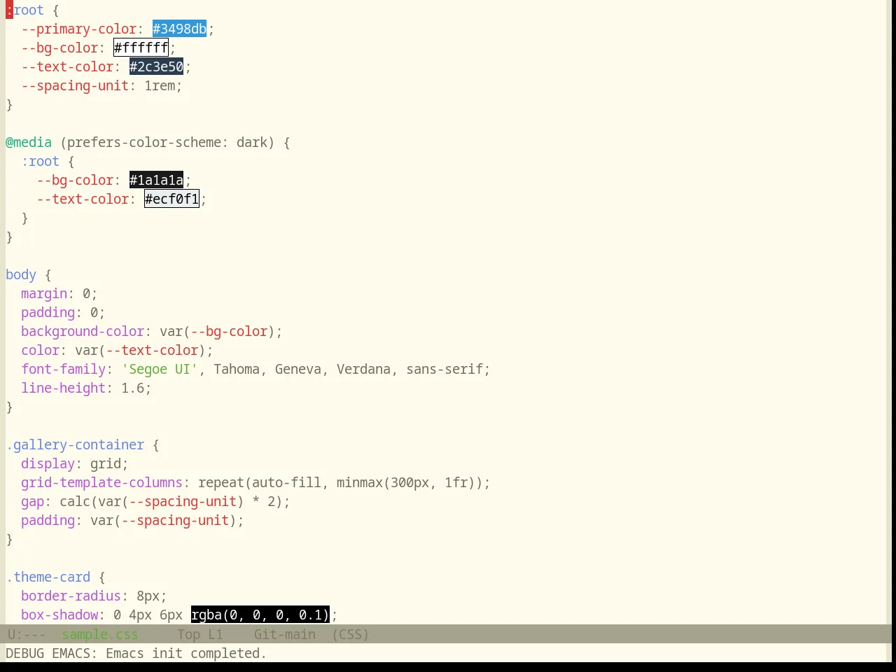 Base16 Atelier Dune Light Theme in css-mode