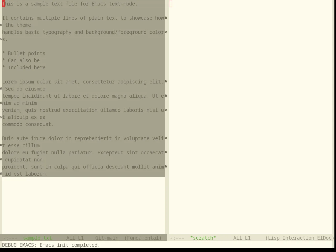 Base16 Atelier Dune Light Theme in fundamental-mode