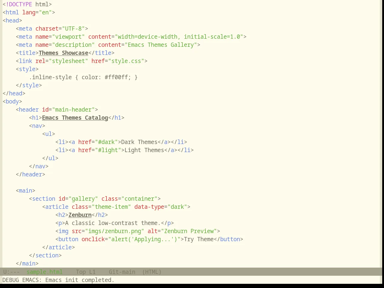 Base16 Atelier Dune Light Theme in html-mode