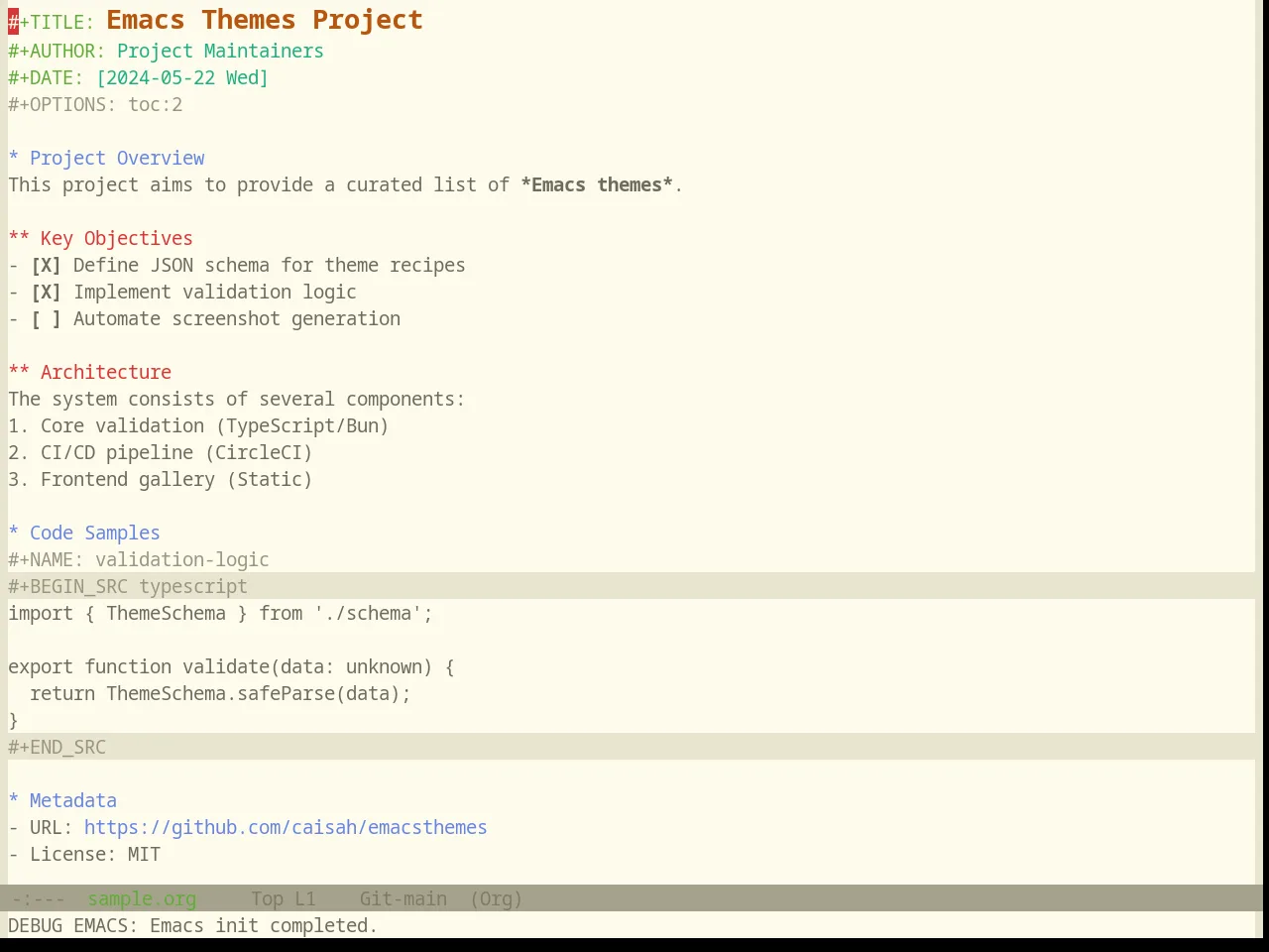 Base16 Atelier Dune Light Theme in org-mode