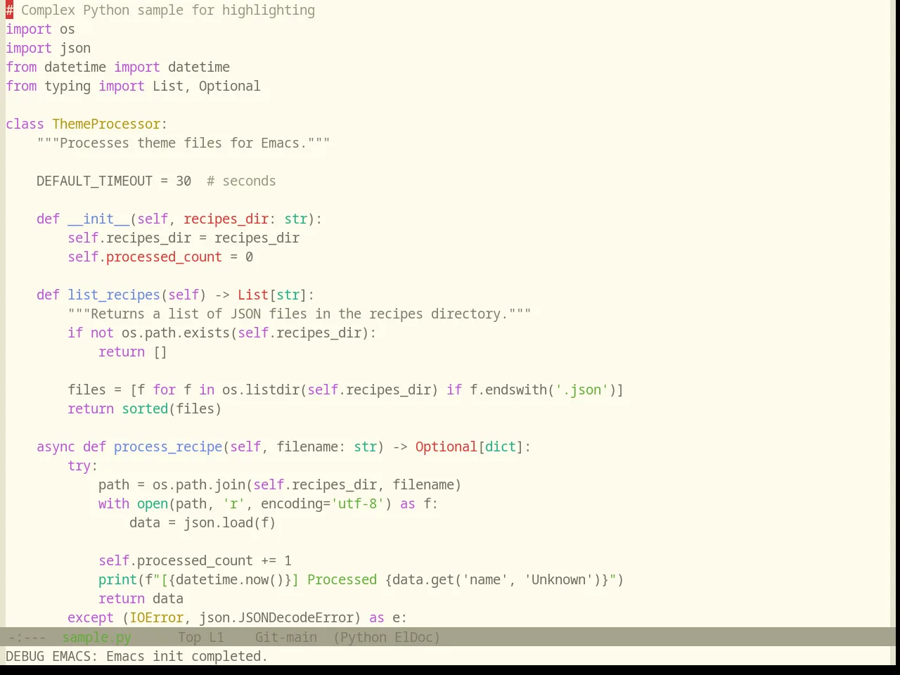 Base16 Atelier Dune Light Theme in python-mode