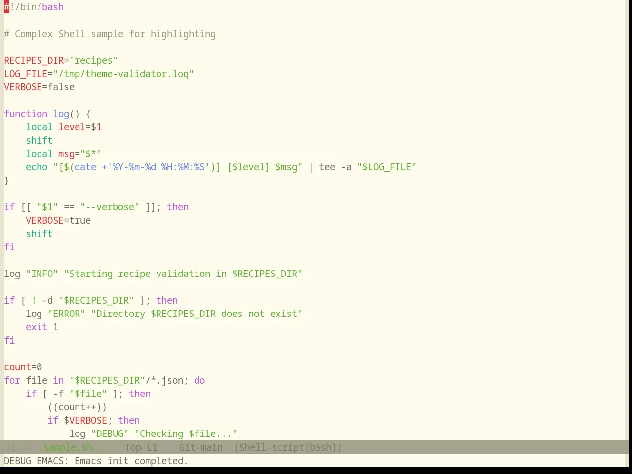 Base16 Atelier Dune Light Theme in sh-mode