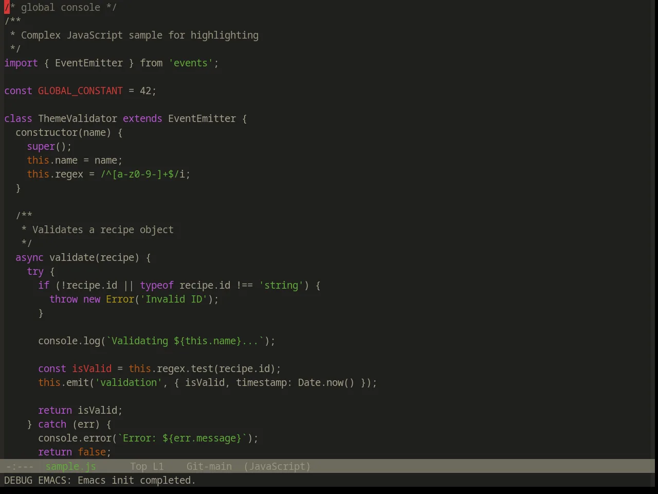 Base16 Atelier Dune Theme in javascript-mode