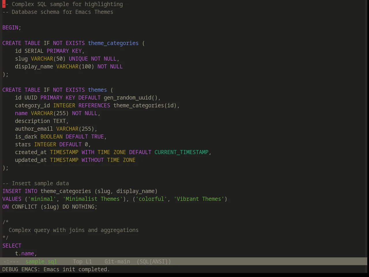 Base16 Atelier Dune Theme in sql-mode