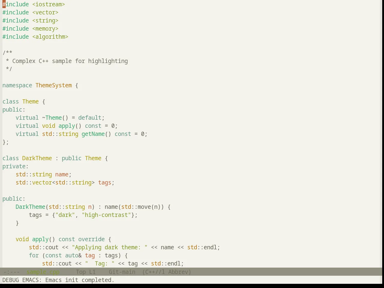 Base16 Atelier Estuary Light Theme in c++-mode