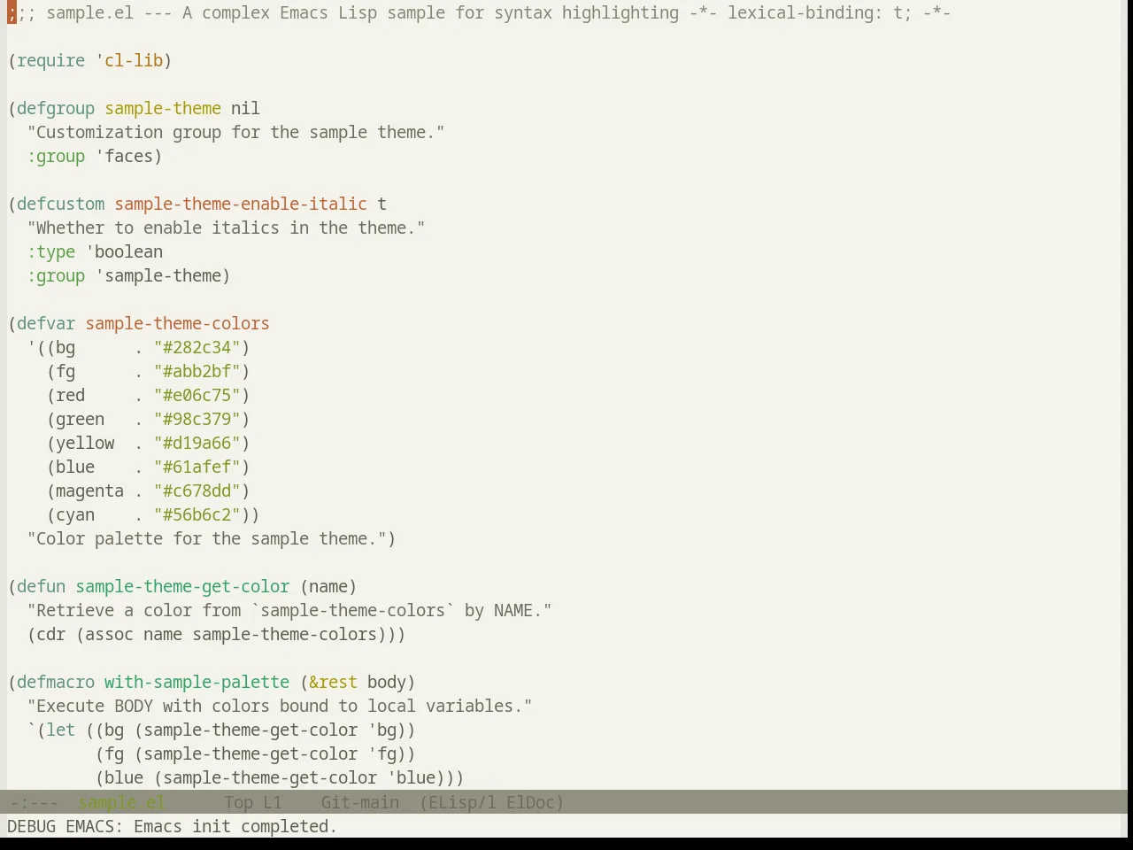 Base16 Atelier Estuary Light Theme in emacs-lisp-mode