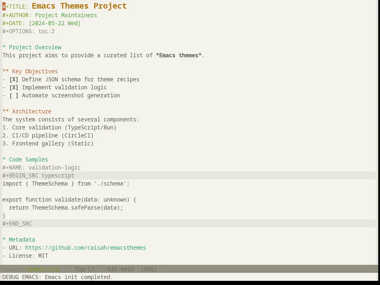 Base16 Atelier Estuary Light Theme in org-mode