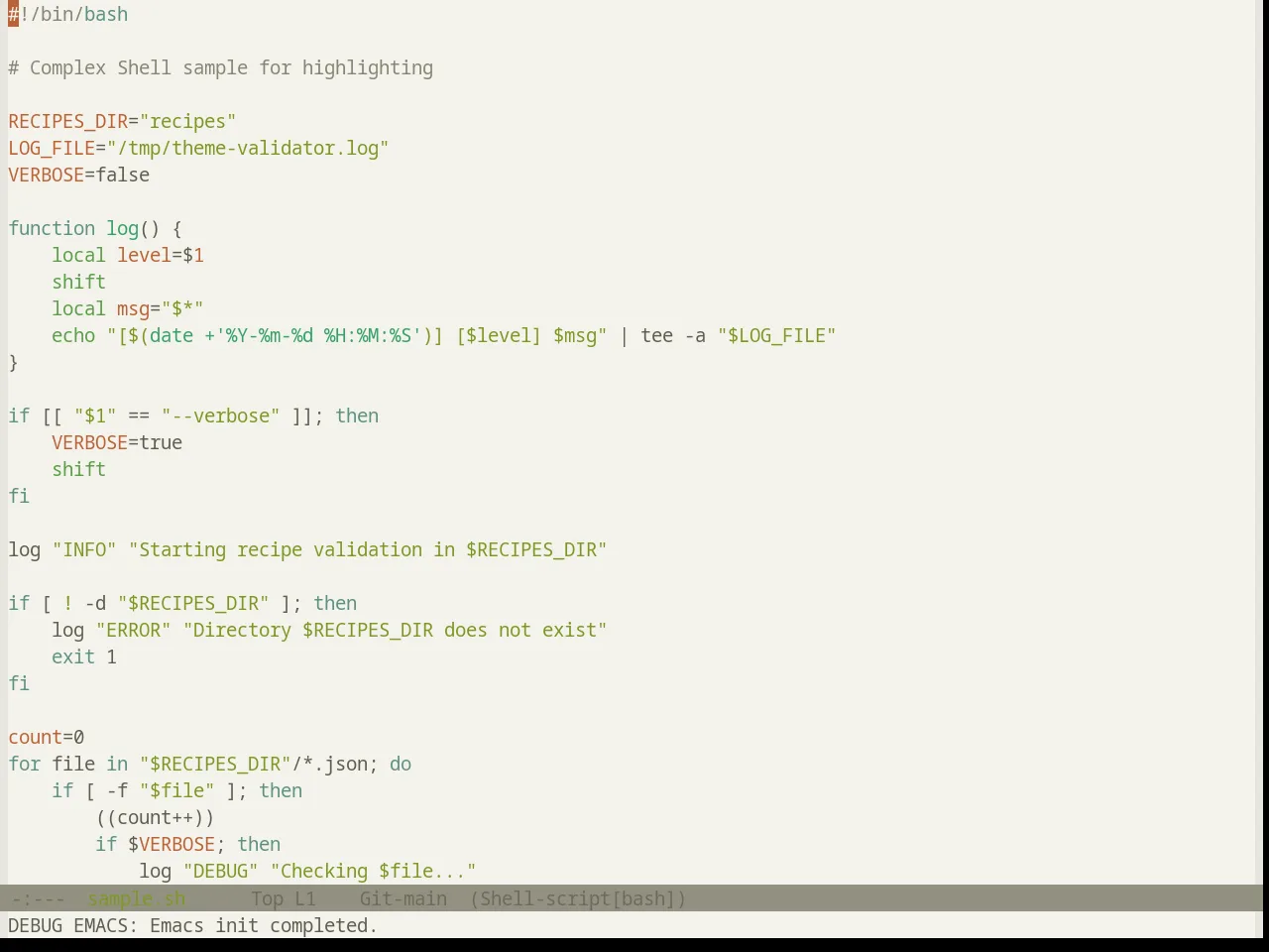 Base16 Atelier Estuary Light Theme in sh-mode