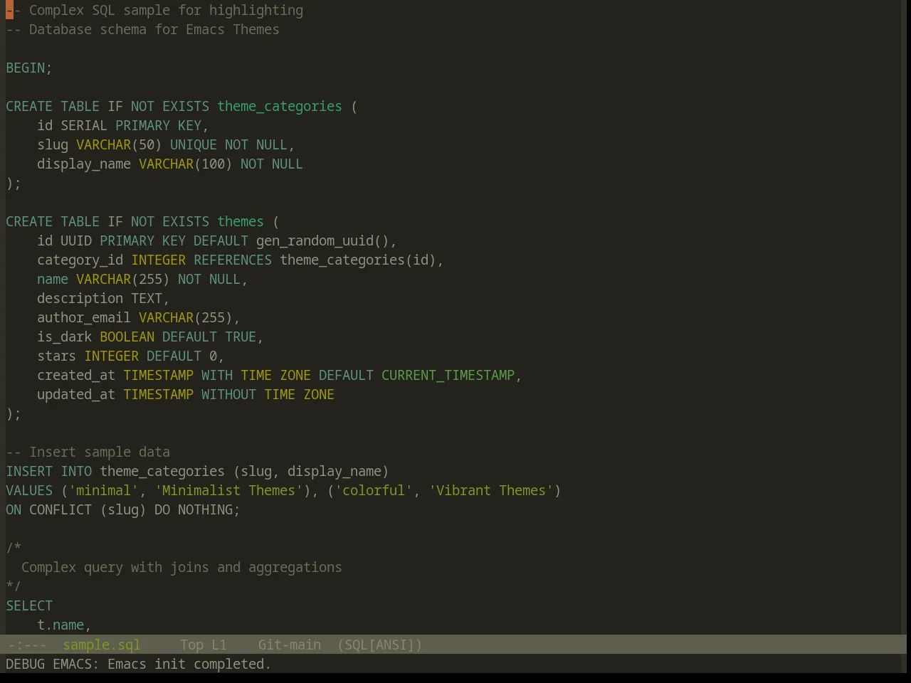 Base16 Atelier Estuary Theme in sql-mode