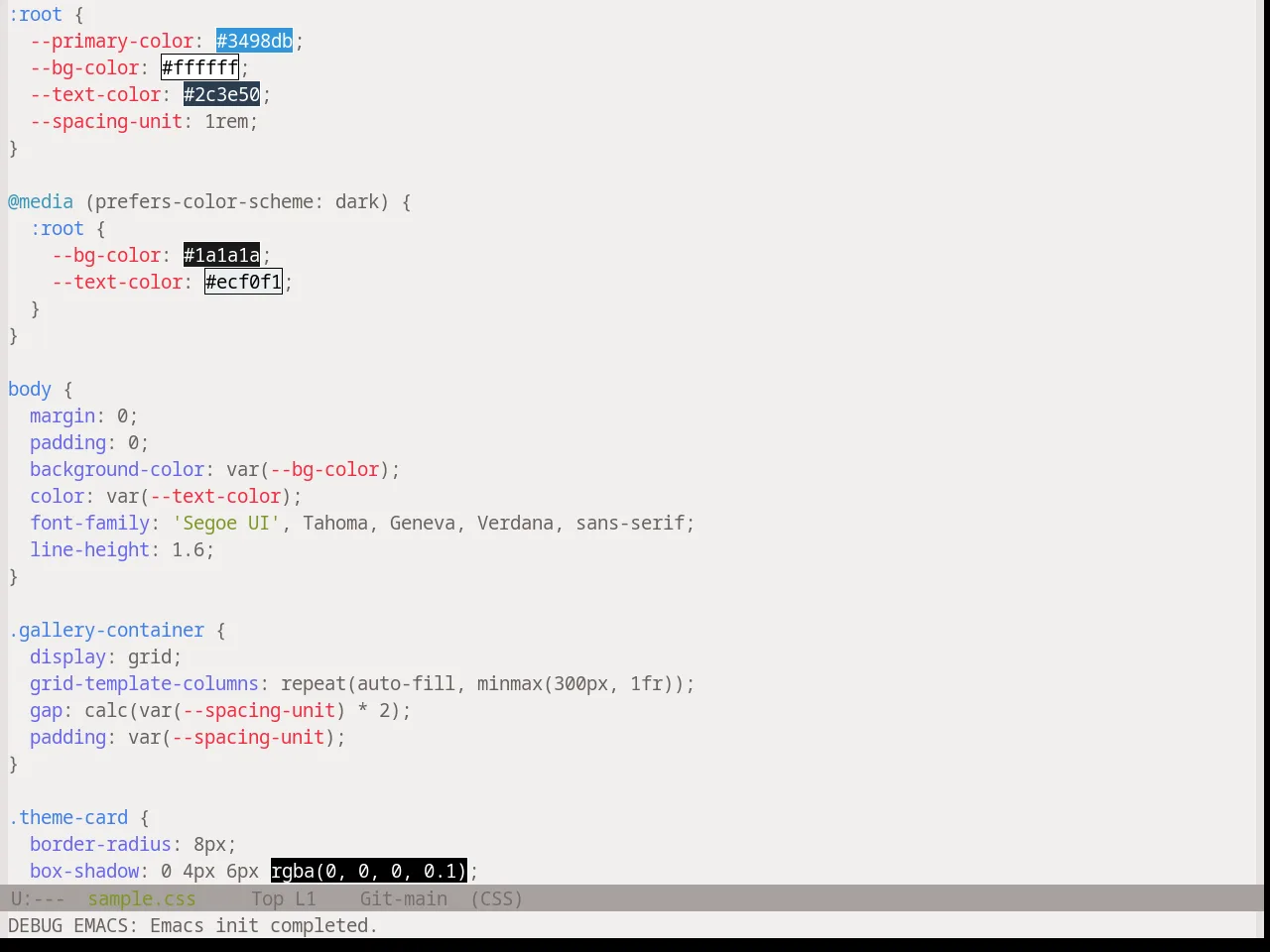 Base16 Atelier Forest Light Theme in css-mode