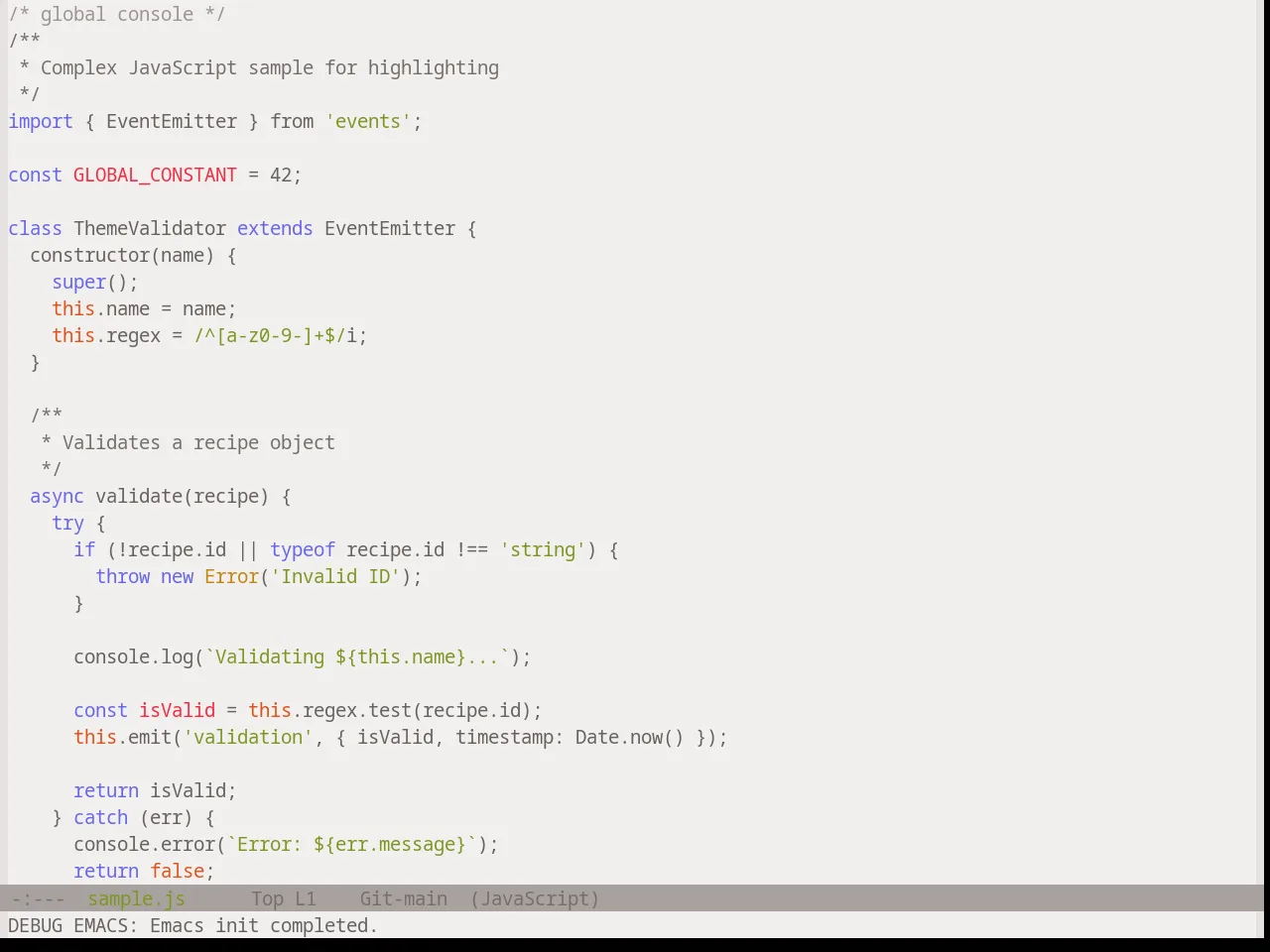 Base16 Atelier Forest Light Theme in javascript-mode