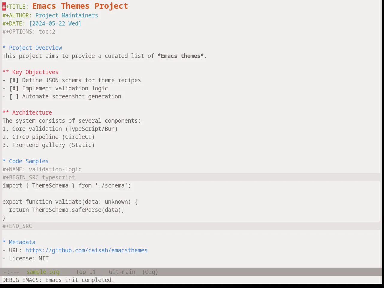 Base16 Atelier Forest Light Theme in org-mode