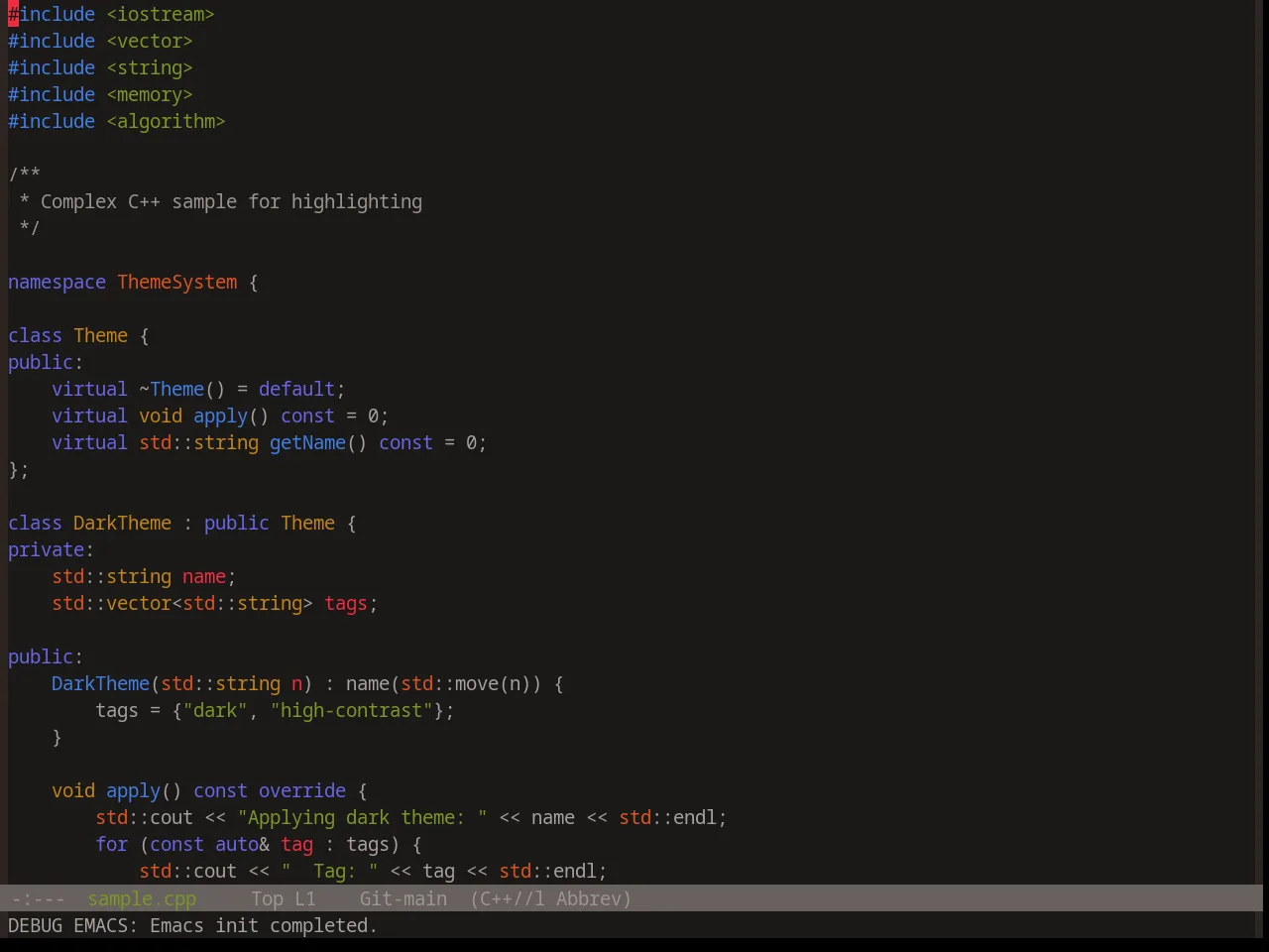 Base16 Atelier Forest Theme in c++-mode