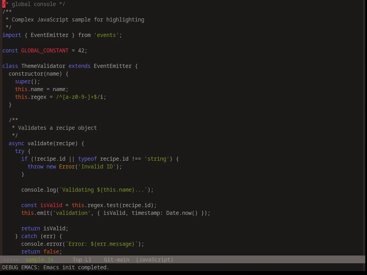Base16 Atelier Forest Theme in javascript-mode