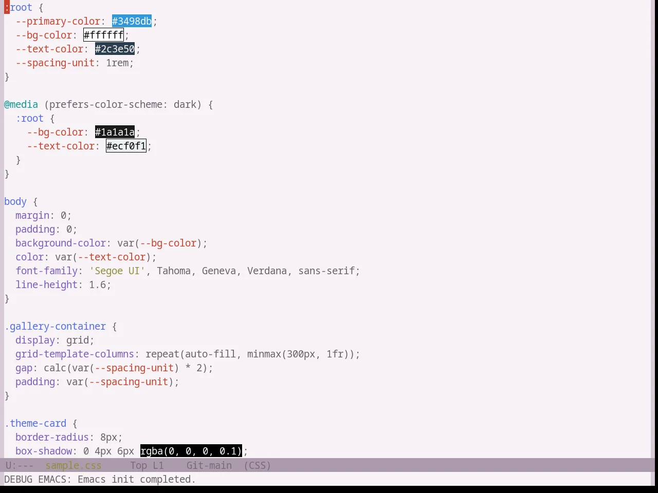 Base16 Atelier Heath Light Theme in css-mode