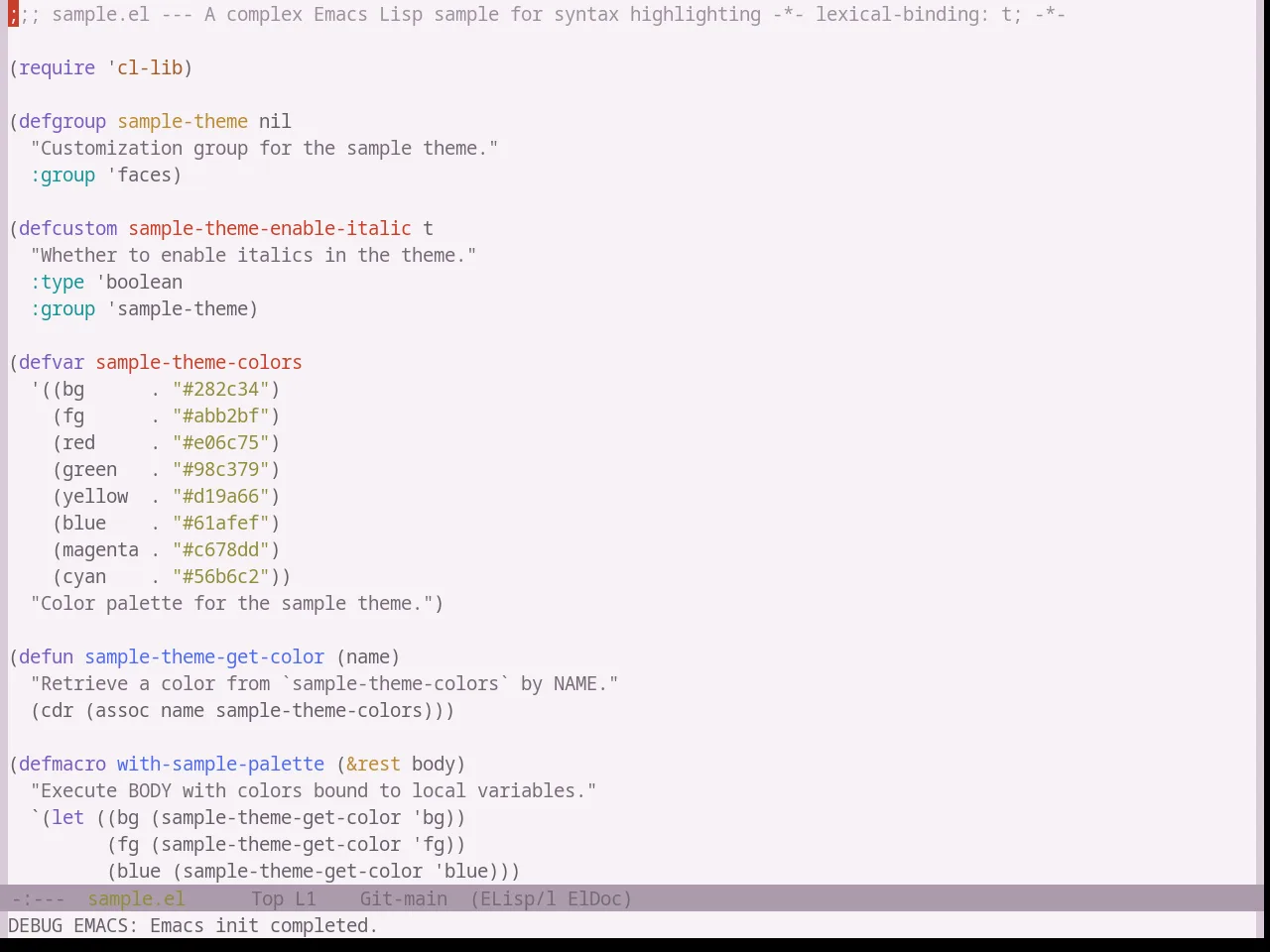 Base16 Atelier Heath Light Theme in emacs-lisp-mode