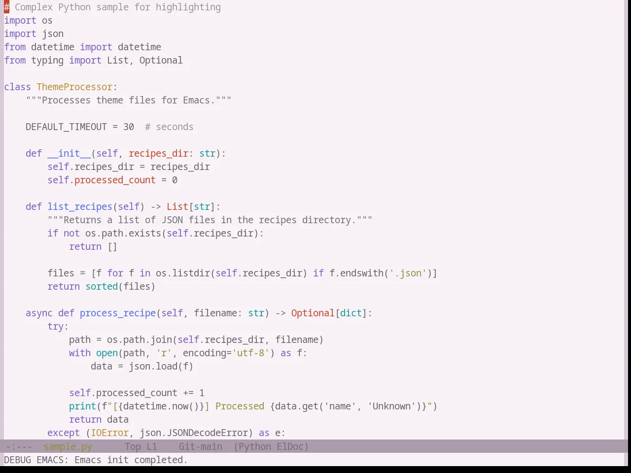 Base16 Atelier Heath Light Theme in python-mode