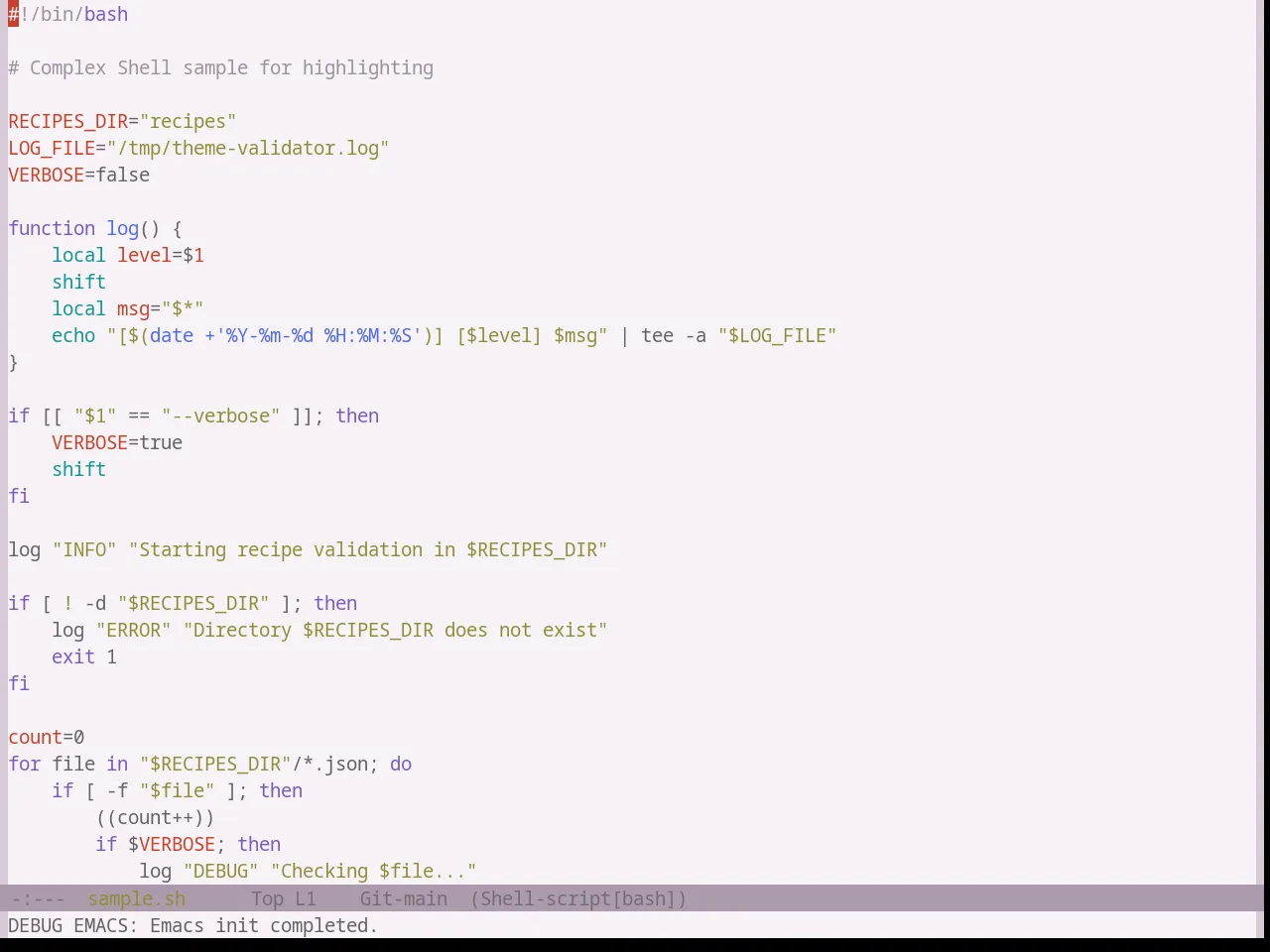 Base16 Atelier Heath Light Theme in sh-mode