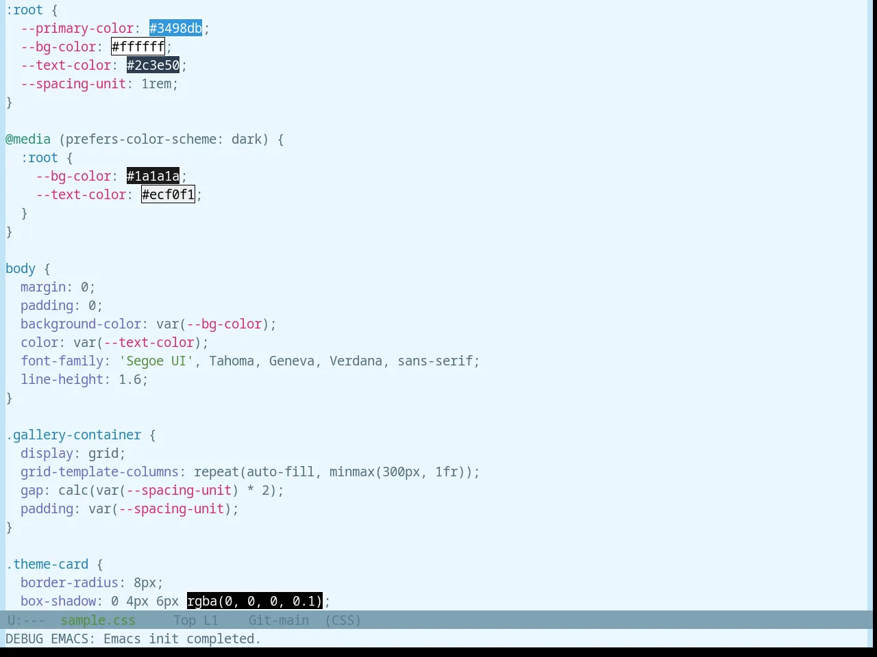 Base16 Atelier Lakeside Light Theme in css-mode