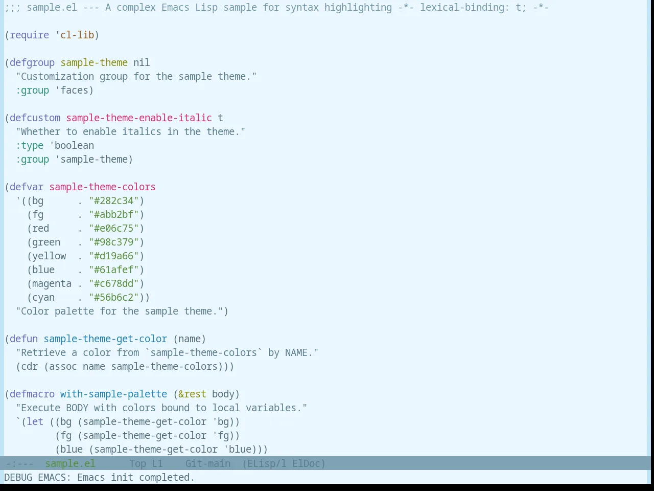 Base16 Atelier Lakeside Light Theme in emacs-lisp-mode