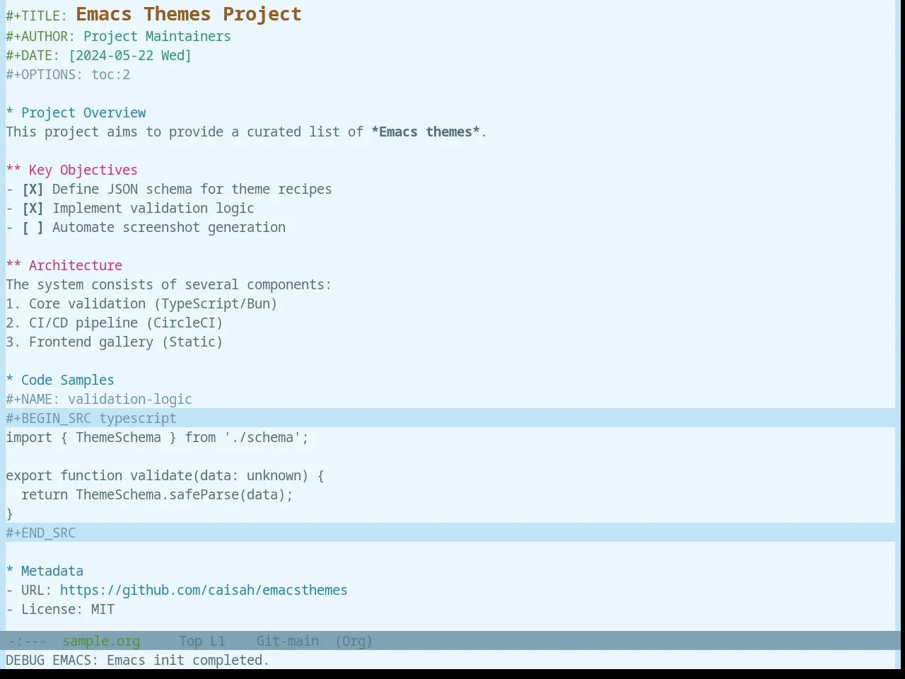 Base16 Atelier Lakeside Light Theme in org-mode