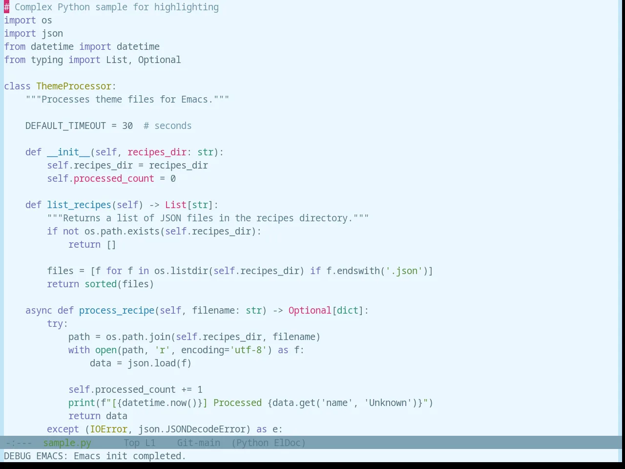 Base16 Atelier Lakeside Light Theme in python-mode