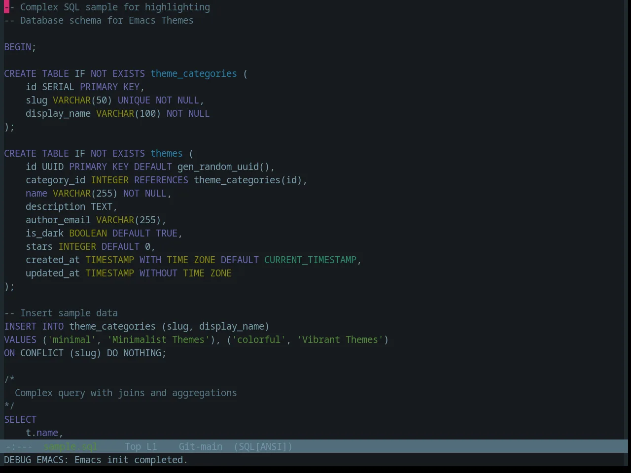 Base16 Atelier Lakeside Theme in sql-mode