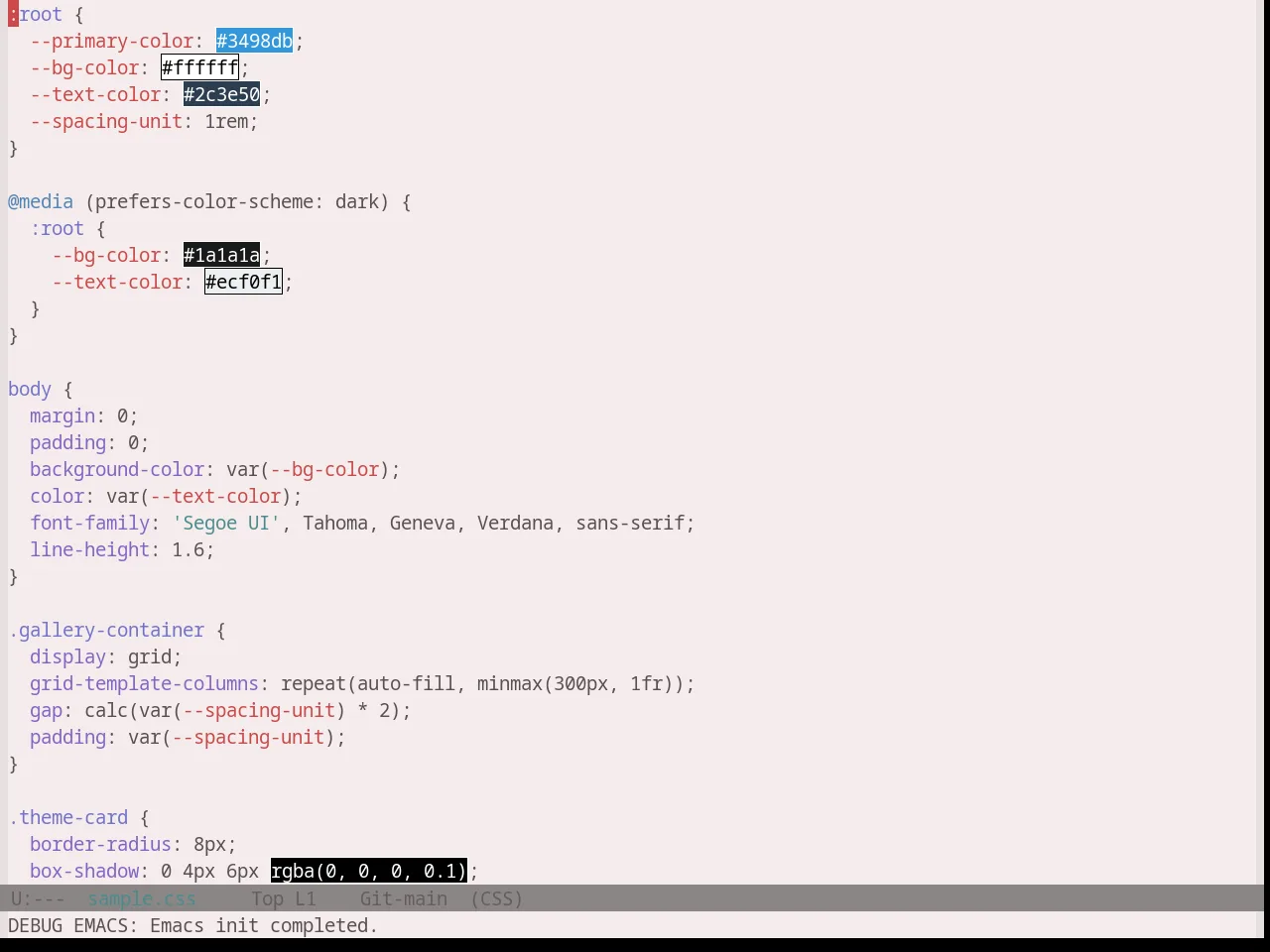 Base16 Atelier Plateau Light Theme in css-mode