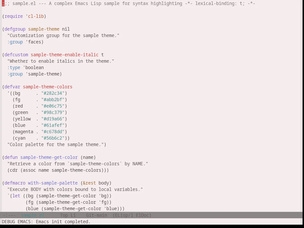 Base16 Atelier Plateau Light Theme in emacs-lisp-mode