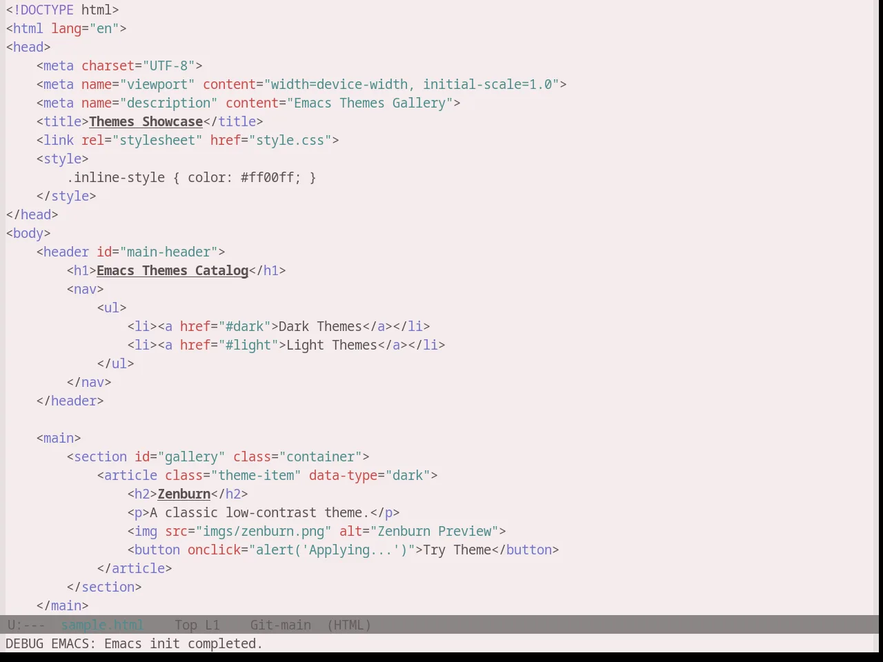 Base16 Atelier Plateau Light Theme in html-mode