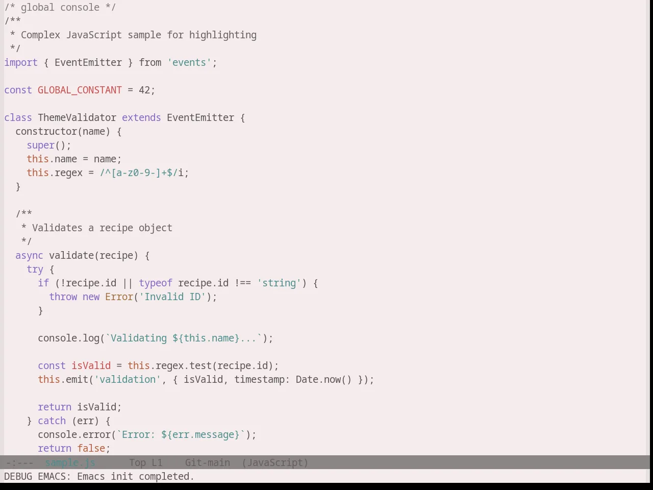 Base16 Atelier Plateau Light Theme in javascript-mode