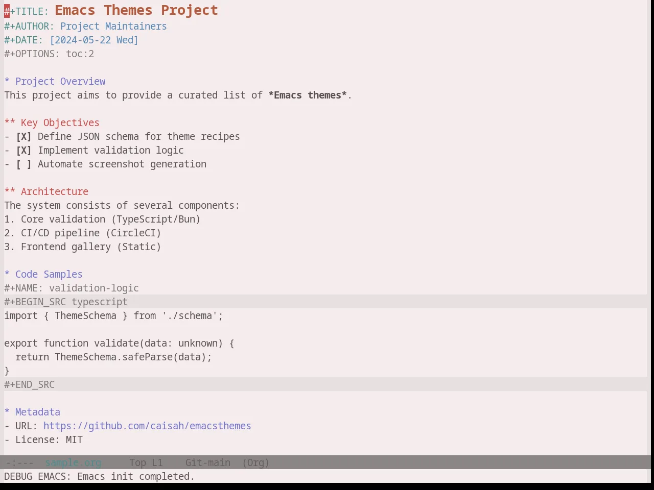 Base16 Atelier Plateau Light Theme in org-mode