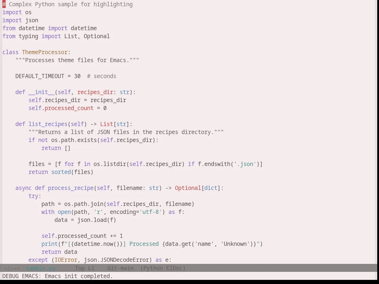 Base16 Atelier Plateau Light Theme in python-mode