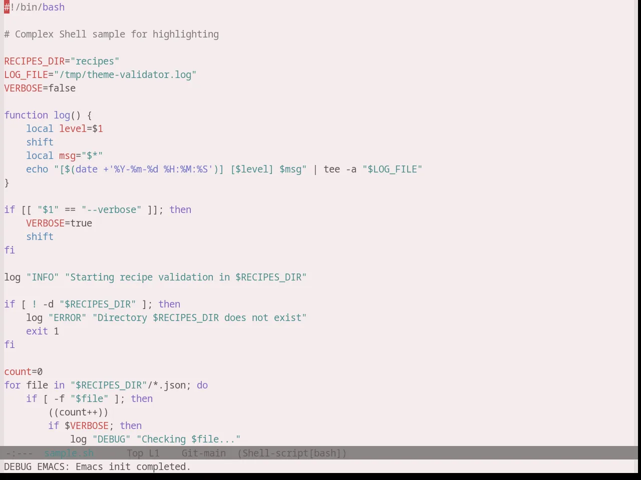 Base16 Atelier Plateau Light Theme in sh-mode
